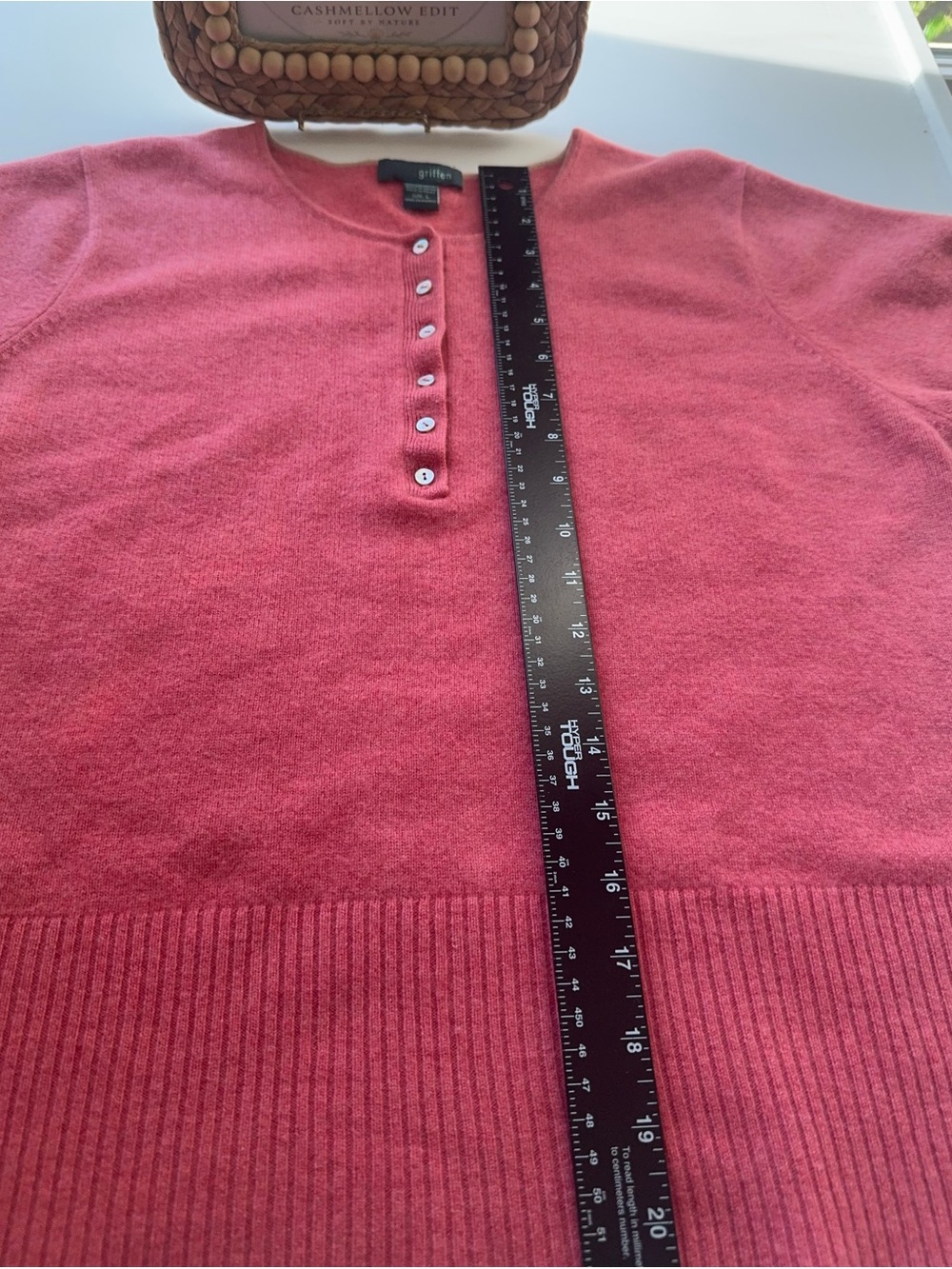 πΊ Griffen 100% Cashmere Short Sleeve Sweater β’ Pink Raspberry Tea β’ L πΊβπ - Picture 3 of 7